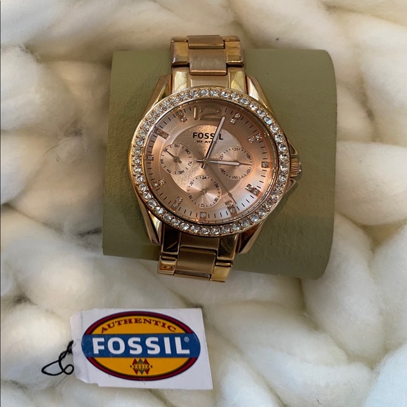 FOSSIL gold diamond watch